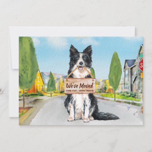 Border Collie We hebben Cute Dog Moving Aankondiging (Voorkant)
