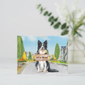Border Collie We hebben Cute Dog Moving Aankondigingskaart (Staand voorkant)