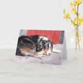 Border Collie Wenskaart Kaart (Gele Bloem)