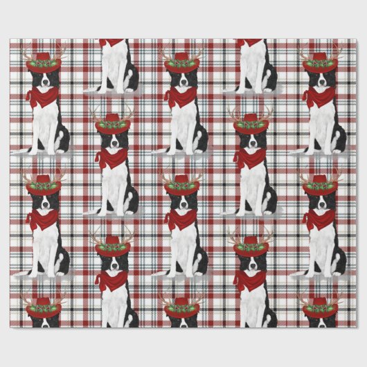 Border Collie Westerne Holiday Pond Kerstmis Cadeaupapier (Vlak)