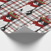Border Collie Westerne Holiday Pond Kerstmis Cadeaupapier (Hoek)