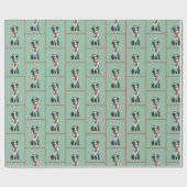 Border Collie Winter Patroon Cadeaupapier (Vlak)