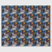 Border Collie With Christmas Lights Holiday Cadeaupapier (Vlak)