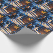 Border Collie With Christmas Lights Holiday Cadeaupapier (Hoek)