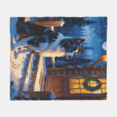 Border Collie With Christmas Lights Holiday Fleece Deken (Voorkant (Horizontaal))