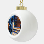 Border Collie With Christmas Lights Holiday Keramische Bal Ornament (Rechts)