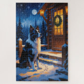 Border Collie With Christmas Lights Holiday Legpuzzel (Verticaal)