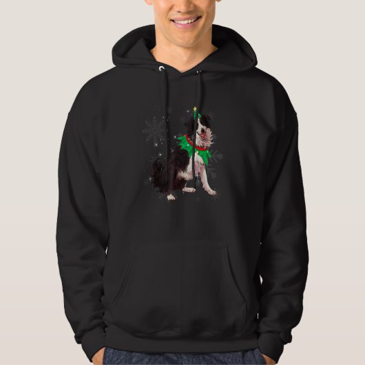 Border Collie Woman Christmas Tree Hoodie (Voorkant)
