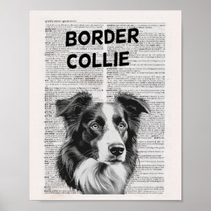 Border Collie Woordenboek Pagina kunstwerk Poster