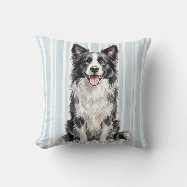 Border Collie Worpillow Kunstwerk Kussen (Voorkant)