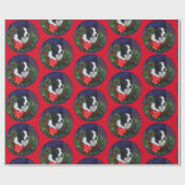 Border Collie Wreath Kerstmis Cadeaupapier (Vlak)