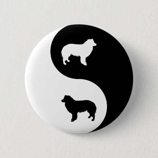 Border Collie Yin Yang Ronde Button 5,7 Cm (Voorkant)