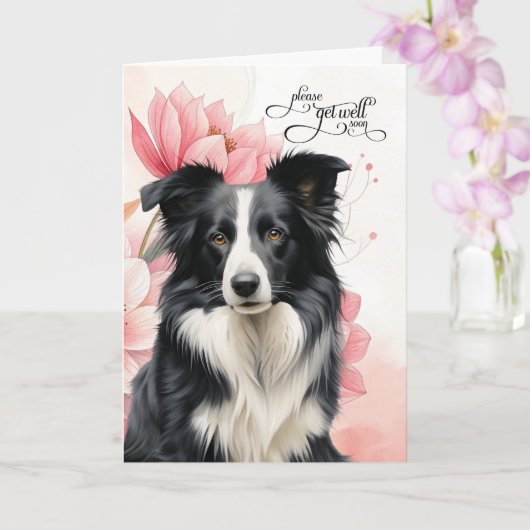 Border Collie Zachte Roze Botanische Bloemen Beter Kaart (Orchidee)