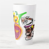 Border Collie zonnebloemen Latte Mok (Voorkant)
