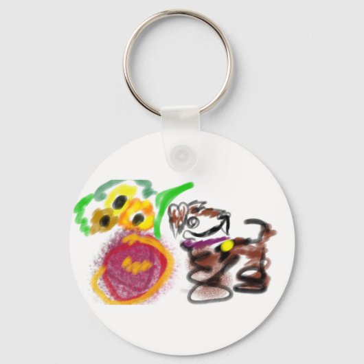 Border Collie zonnebloemen Sleutelhanger (Voorkant)