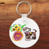 Border Collie zonnebloemen Sleutelhanger (Achterkant)