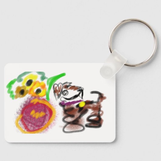 Border Collie zonnebloemen Sleutelhanger (Voorkant)