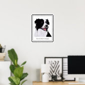 Border Collie Zwart en Witte Huisdier Poster (Thuiskantoor)