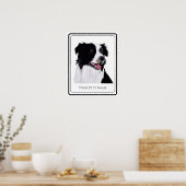 Border Collie Zwart en Witte Huisdierhond Poster (Keuken)