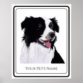 Border Collie Zwart en Witte Huisdierhond Poster (Voorkant)