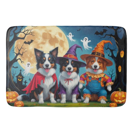 Border Collies Honden Pompoen Halloween Grappig Badmat (Voorkant)