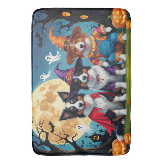Border Collies Honden Pompoen Halloween Grappig Badmat (Voorkant Verticaal)