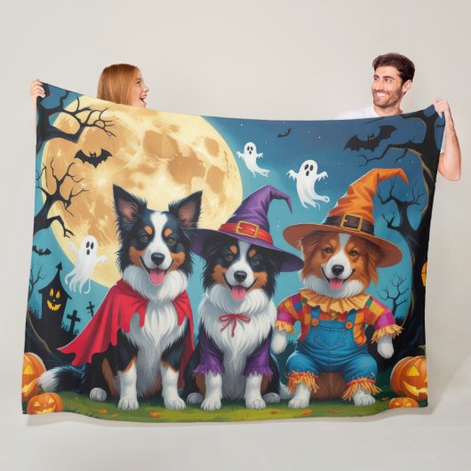 Border Collies Honden Pompoen Halloween Grappig Fleece Deken (In situ)