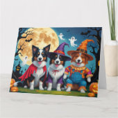 Border Collies Honden Pompoen Halloween Grappig Kaart (Voorkant)