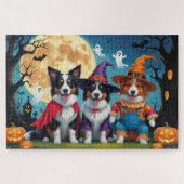 Border Collies Honden Pompoen Halloween Grappig Legpuzzel (Horizontaal)
