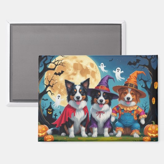 Border Collies Honden Pompoen Halloween Grappig Magneet (Voorkant / Achterkant)