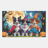 Border Collies Honden Pompoen Halloween Grappig Rechthoekige Sticker (Voorkant)