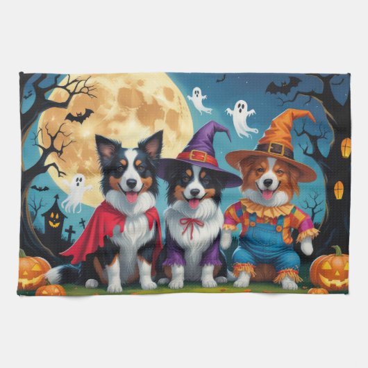 Border Collies Honden Pompoen Halloween Grappig Theedoek (Horizontaal)