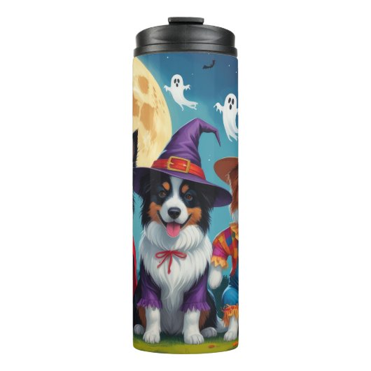 Border Collies Honden Pompoen Halloween Grappig Thermosbeker (Voorkant)