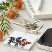 Border Collies Little League Sleutelhanger (Voorkant Rechts)