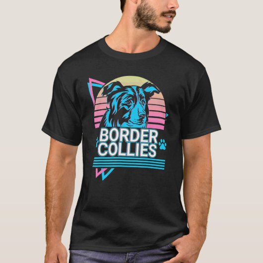 Border Collies Retro T-shirt (Voorkant)