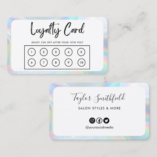 Border Faux Holographic Loyalty Kaart Visitekaartje (Voorkant / Achterkant)