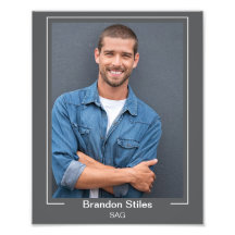Border Frame Actor Headshot 8x10 Name and Text