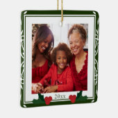 Border Green White Holly Family Kerstmis Keramisch Ornament (Rechts)