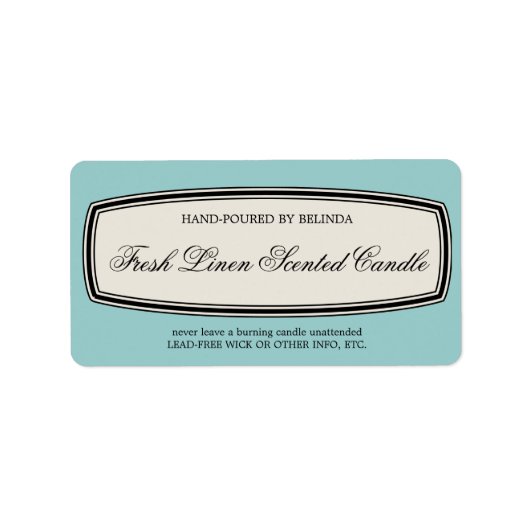 Border Handgemaakte Candle Label, Bleek Blauw Etiket (Voorkant)