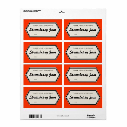  Border Home Canning Jar Label Sjabloon (Full Sheet)