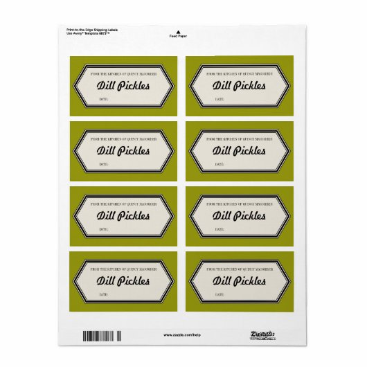  Border Home Canning Jar Label Sjabloon (Full Sheet)