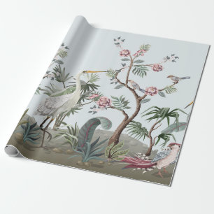 Border in chinoistijl with storks and peonie cadeaupapier