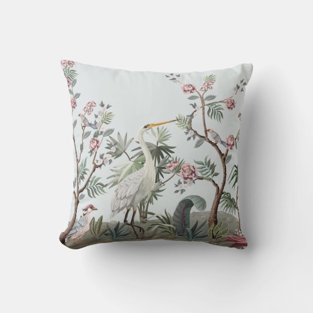 Border in chinoistijl with storks and peonie kussen (Voorkant)
