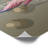 Border in chinoistijl with storks and peonie poster (Hoek)