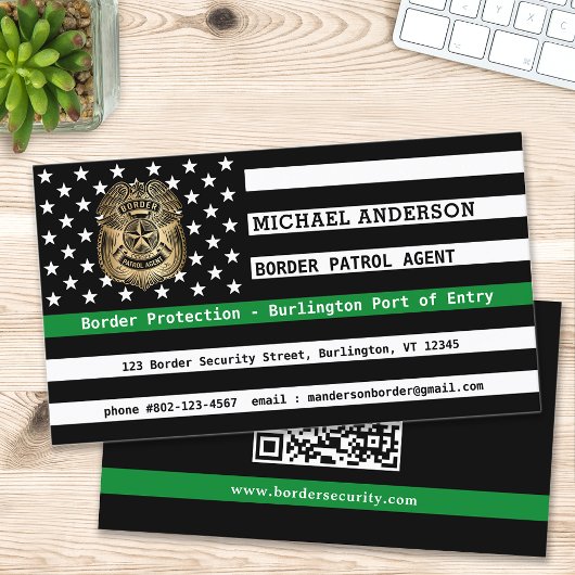 Border Patrol Agent Military Police aangepaste QR- Visitekaartje