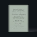Border Script Elegant Wedding Olive Gray RSVP Kaart<br><div class="desc">This wedding invitation features a dusty sage green background,  soft black refined serif lettering,  and a clean border.</div>