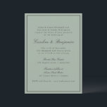 Border Script Elegant Wedding Olive Gray RSVP Kaart<br><div class="desc">This wedding invitation features a dusty sage green background,  soft black refined serif lettering,  and a clean border.</div>