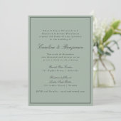 Border Script Elegant Wedding Olive Gray RSVP Kaart (Staand voorkant)