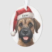 Border Terrier Aangepaste Kerstversiering Ornament (voorkant)