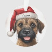 Border Terrier Aangepaste Kerstversiering Ornament (voorkant)